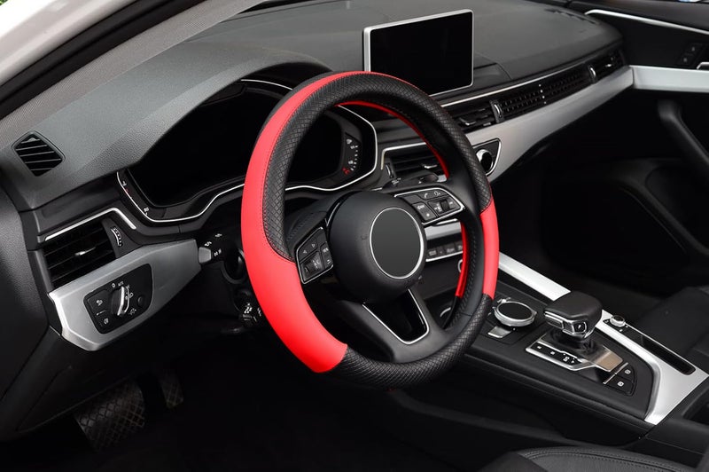 LABBYWAY Steering Wheel Cover, Universal Fit 15 Inch Microfiber Leather Car Wheel Protector, Anti-Slip, Red - Image 5